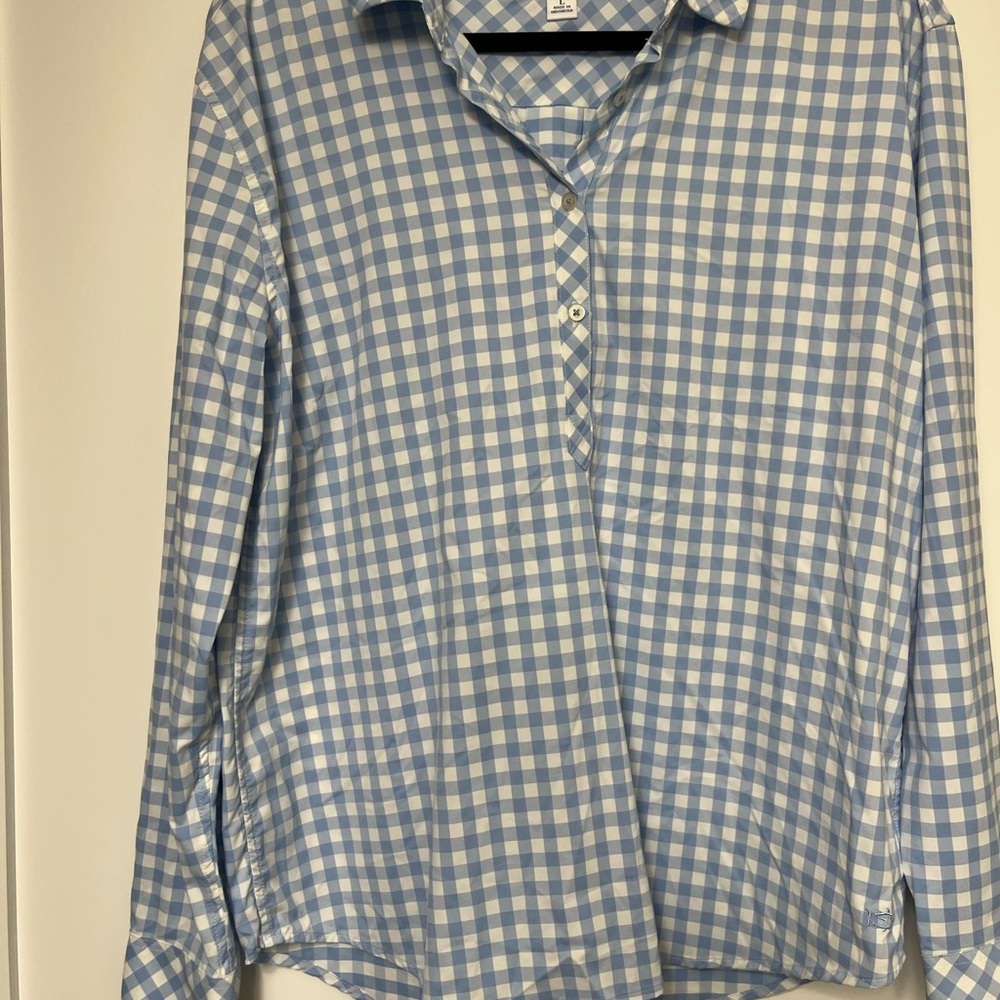 Southern Tide Blue and White Checkered Blouse